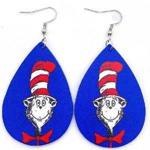 Dr. Seuss Teardrop Dangle Earrings - Blue